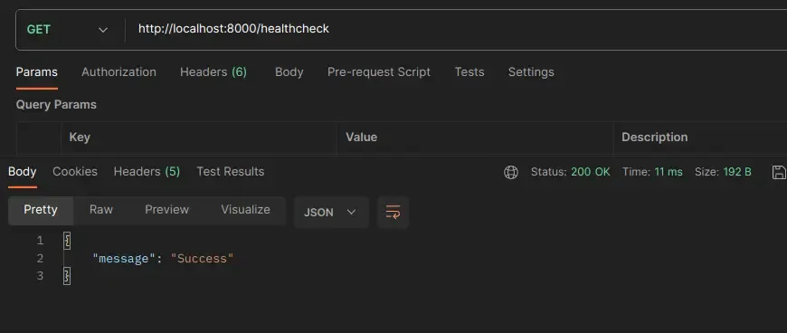 Health check test in postman